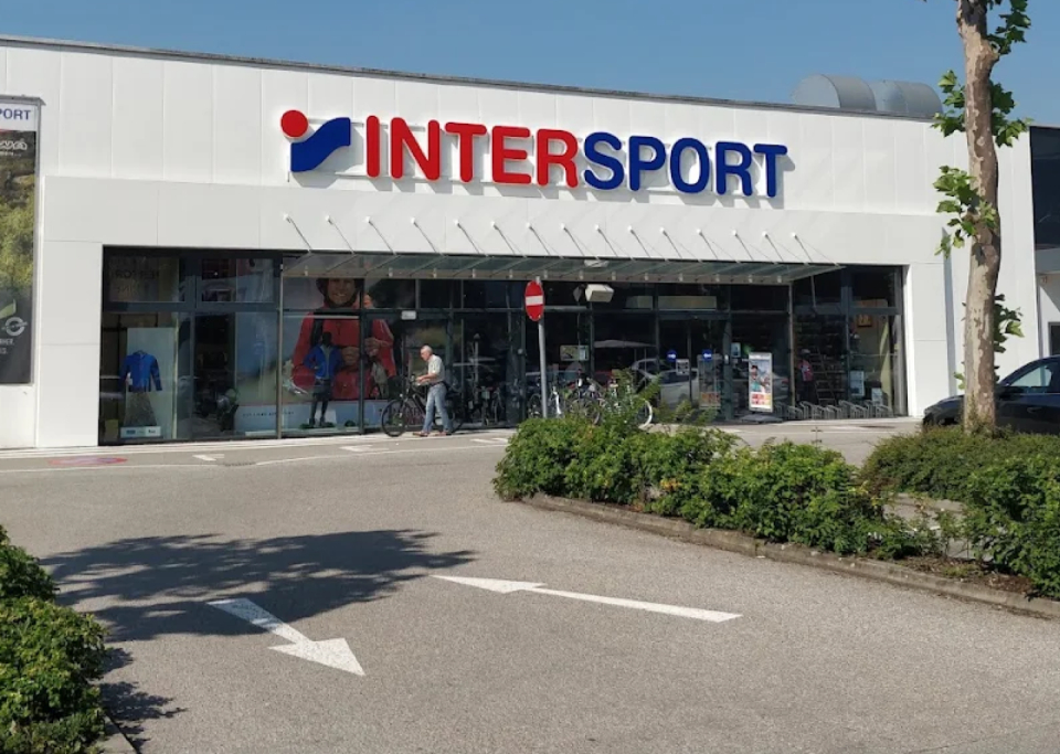 Intersport store exterior; retail location for sporting goods, apparel, and outdoor gear.